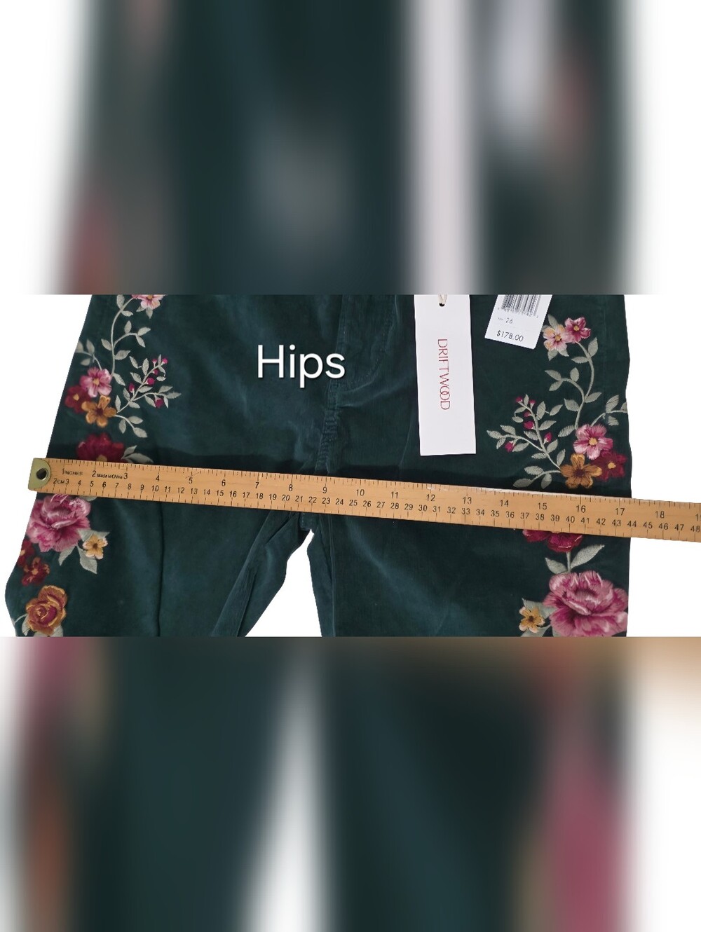 Driftwood Farrah Embroidered Cord Flare Jean at Free People Size 26 NWT - Picture 10 of 16
